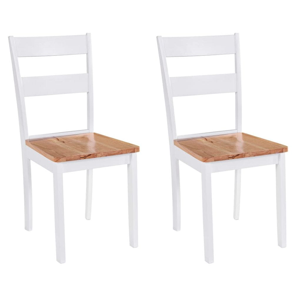 Vidaxl Jedálenské stoličky 2 ks, biele, kaučukový masív
